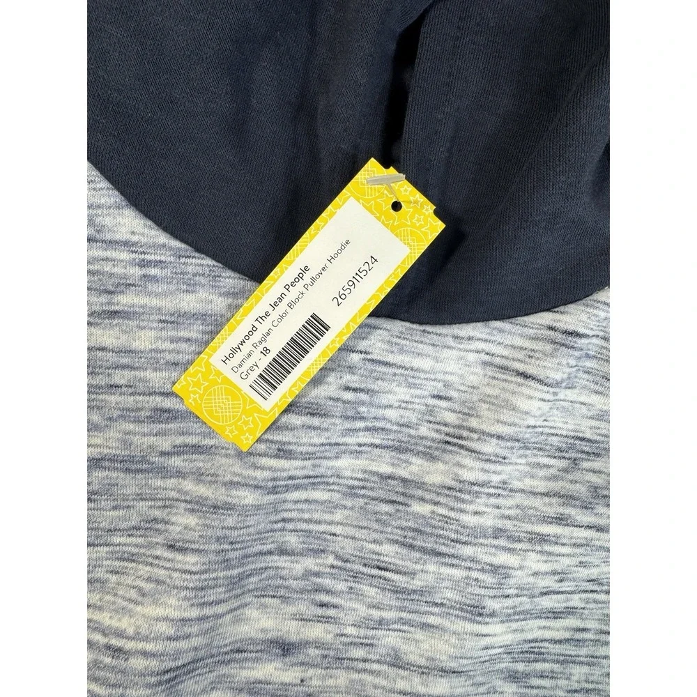 Hollywood‎ The Jean People Boys Gray Navy Red Colorblock Pullover Hoodie Size 18
